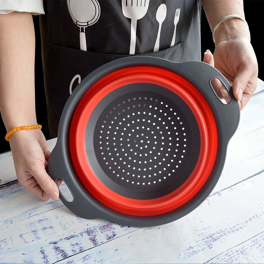 Silicone Vegetable and Fruit Cleaning Basket, Foldable Water Filter Net for Kitchen Drainage, Multi-Function Washing Tool.
