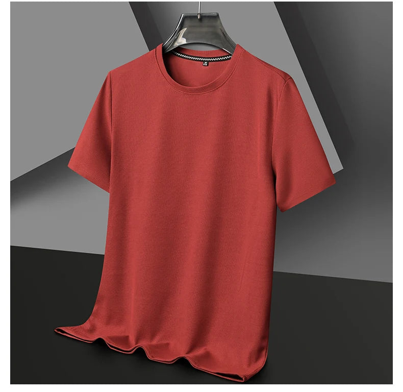 Men's Casual Waffle Knit Short Sleeve T-Shirt Round Neck Design
