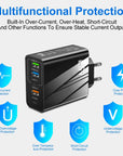 65W Fast Charger with PD & 3 USB Ports – Multi-Interface Travel Adapter 3.1A