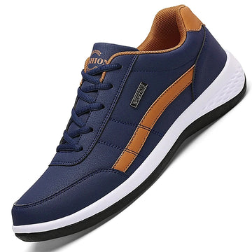 PU Leather Men's Casual Sneakers - Breathable, Non-Slip, Trendy Shoes