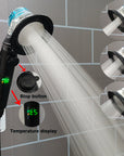 Shower Smarter, Save More: 3-Mode Eco Showerhead with Filtration, Turbo Fan, Adjustable Stop Button, temperature sensor