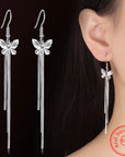 925 Sterling Silver Butterfly Drop Earrings