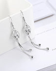 Elegant 925 Sterling Silver Hollow Leaf Flower Drop Earrings - Long, stylish jewelry for women. Perfect for any occasion!