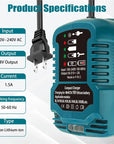 18V 22V Li-ion Battery Charger Fast Charging Replacement for Makita, Milwaukee, Dewalt, Bosch EU/US Plug