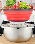 Silicone Vegetable and Fruit Cleaning Basket, Foldable Water Filter Net for Kitchen Drainage, Multi-Function Washing Tool.