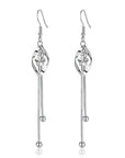 Elegant 925 Sterling Silver Hollow Leaf Flower Drop Earrings - Long, stylish jewelry for women. Perfect for any occasion!