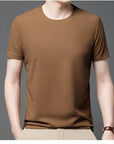 Men's Casual Waffle Knit Short Sleeve T-Shirt Round Neck Design
