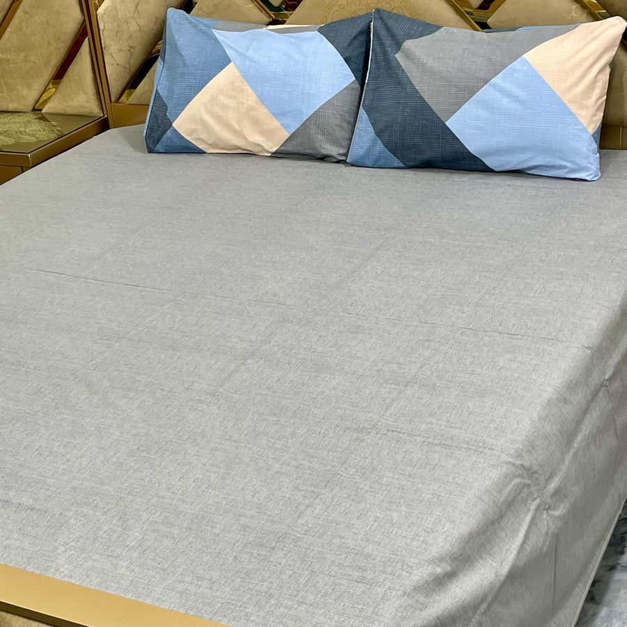 Shop export-quality king size pure cotton bedsheets! Includes 1 sheet (87x95) & 2 pillows. Full printed 3pc set at a wholesale price of just 1100. Perfect for your home!