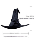 Halloween Pleated Witch Hat Black Ball Wizard Curved Witch Hat