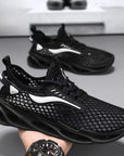 Men's Lace-Up Mesh Sneakers Fashion Hollow-Sole Low Top Running Shoes